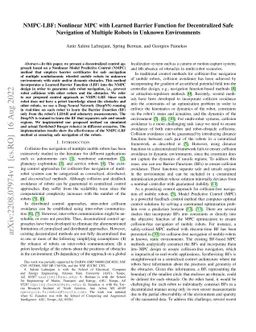 NMPC-LBF: Nonlinear MPC with Learned Barrier Function for Decentralized
  Safe Navigation of Multiple Robots in Unknown Environments