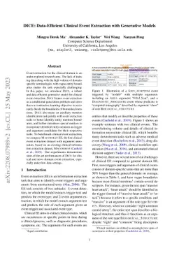 DICE: Data-Efficient Clinical Event Extraction with Generative Models