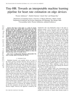 Tiny-HR: Towards an interpretable machine learning pipeline for heart
  rate estimation on edge devices