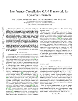 Interference Cancellation GAN Framework for Dynamic Channels