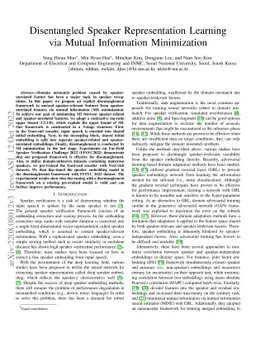 Disentangled Speaker Representation Learning via Mutual Information
  Minimization