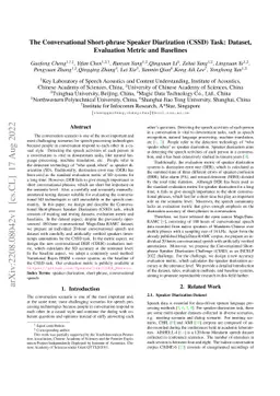 The Conversational Short-phrase Speaker Diarization (CSSD) Task:
  Dataset, Evaluation Metric and Baselines
