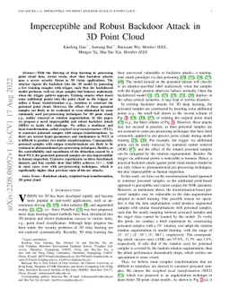 Imperceptible and Robust Backdoor Attack in 3D Point Cloud