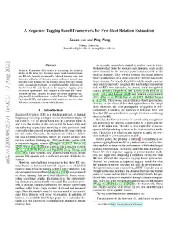 A Sequence Tagging based Framework for Few-Shot Relation Extraction