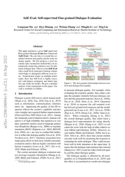 SelF-Eval: Self-supervised Fine-grained Dialogue Evaluation