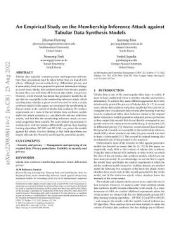 An Empirical Study on the Membership Inference Attack against Tabular
  Data Synthesis Models