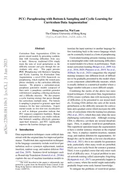 PCC: Paraphrasing with Bottom-k Sampling and Cyclic Learning for
  Curriculum Data Augmentation