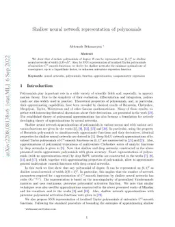 Shallow neural network representation of polynomials