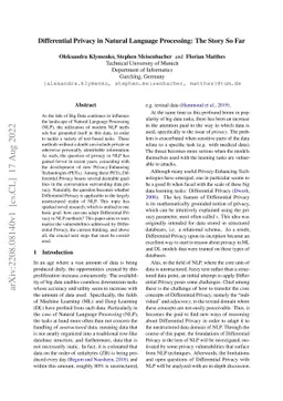 Differential Privacy in Natural Language Processing: The Story So Far