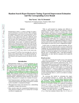 Random Search Hyper-Parameter Tuning: Expected Improvement Estimation
  and the Corresponding Lower Bound