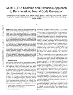 MultiPL-E: A Scalable and Extensible Approach to Benchmarking Neural
  Code Generation