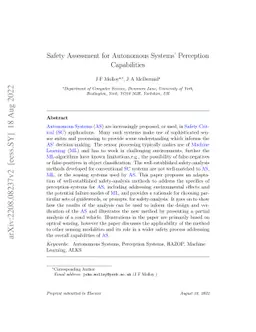 Safety Assessment for Autonomous Systems' Perception Capabilities
