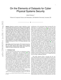 On the Elements of Datasets for Cyber Physical Systems Security