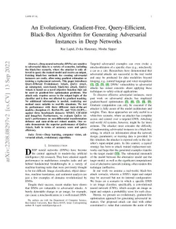 An Evolutionary, Gradient-Free, Query-Efficient, Black-Box Algorithm for
  Generating Adversarial Instances in Deep Networks
