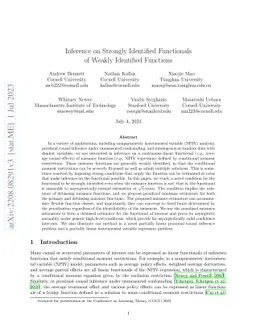 Inference on Strongly Identified Functionals of Weakly Identified
  Functions