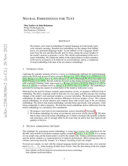 Neural Embeddings for Text