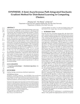 SYNTHESIS: A Semi-Asynchronous Path-Integrated Stochastic Gradient
  Method for Distributed Learning in Computing Clusters