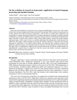 On the evolution of research in hypersonics: application of natural
  language processing and machine learning