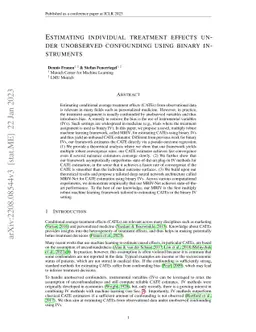 Estimating individual treatment effects under unobserved confounding
  using binary instruments