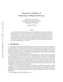 Necessary Conditions in Multi-Server Differential Privacy
