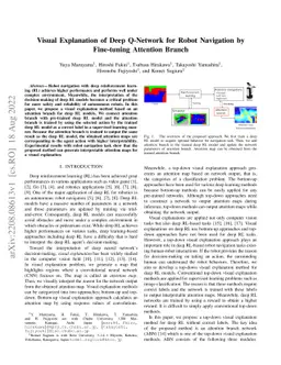 Visual Explanation of Deep Q-Network for Robot Navigation by Fine-tuning
  Attention Branch