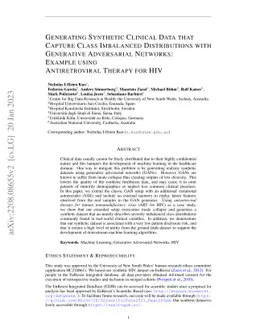 Generating Synthetic Clinical Data that Capture Class Imbalanced
  Distributions with Generative Adversarial Networks: Example using
  Antiretroviral Therapy for HIV