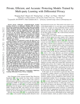 Private, Efficient, and Accurate: Protecting Models Trained by
  Multi-party Learning with Differential Privacy