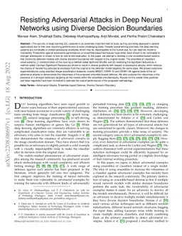 Resisting Adversarial Attacks in Deep Neural Networks using Diverse
  Decision Boundaries