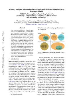 A Survey on Open Information Extraction from Rule-based Model to Large
  Language Model