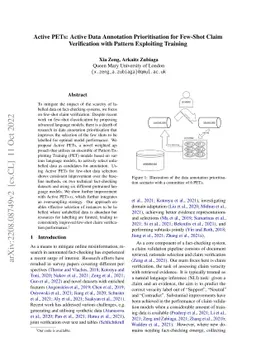 Active PETs: Active Data Annotation Prioritisation for Few-Shot Claim
  Verification with Pattern Exploiting Training