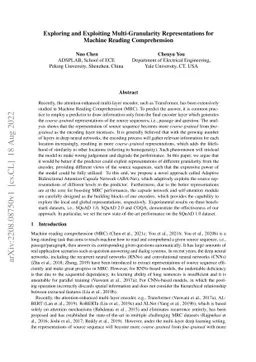 Exploring and Exploiting Multi-Granularity Representations for Machine
  Reading Comprehension