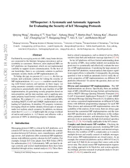 MPInspector: A Systematic and Automatic Approach for Evaluating the
  Security of IoT Messaging Protocols
