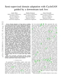 Semi-supervised domain adaptation with CycleGAN guided by a downstream
  task loss