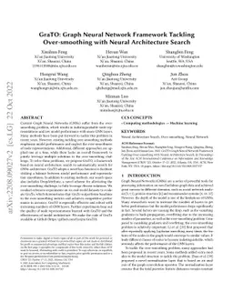 GraTO: Graph Neural Network Framework Tackling Over-smoothing with
  Neural Architecture Search