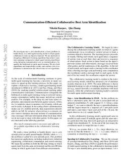 Communication-Efficient Collaborative Best Arm Identification