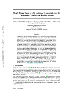 Single-Stage Open-world Instance Segmentation with Cross-task
  Consistency Regularization