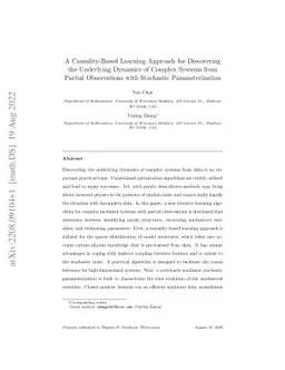 A Causality-Based Learning Approach for Discovering the Underlying
  Dynamics of Complex Systems from Partial Observations with Stochastic
  Parameterization