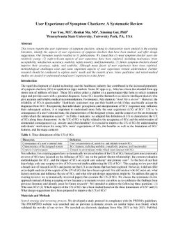 User Experience of Symptom Checkers: A Systematic Review