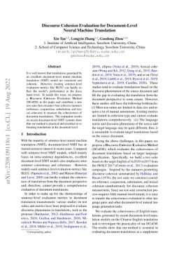 Discourse Cohesion Evaluation for Document-Level Neural Machine
  Translation