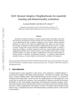 IAN: Iterated Adaptive Neighborhoods for manifold learning and
  dimensionality estimation
