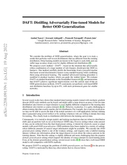 DAFT: Distilling Adversarially Fine-tuned Models for Better OOD
  Generalization