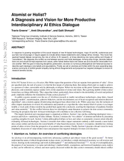 Atomist or Holist? A Diagnosis and Vision for More Productive
  Interdisciplinary AI Ethics Dialogue