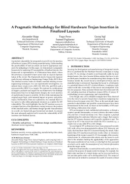 A Pragmatic Methodology for Blind Hardware Trojan Insertion in Finalized
  Layouts