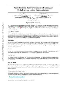 Reproducibility Report: Contrastive Learning of Socially-aware Motion
  Representations