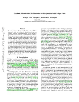PersDet: Monocular 3D Detection in Perspective Bird's-Eye-View