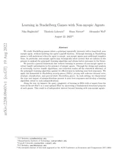 Learning in Stackelberg Games with Non-myopic Agents