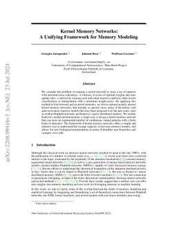 Kernel Memory Networks: A Unifying Framework for Memory Modeling