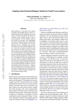 Adapting Task-Oriented Dialogue Models for Email Conversations