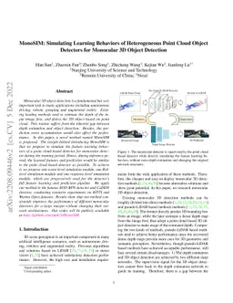 MonoSIM: Simulating Learning Behaviors of Heterogeneous Point Cloud
  Object Detectors for Monocular 3D Object Detection