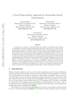 A Novel Plug-and-Play Approach for Adversarially Robust Generalization